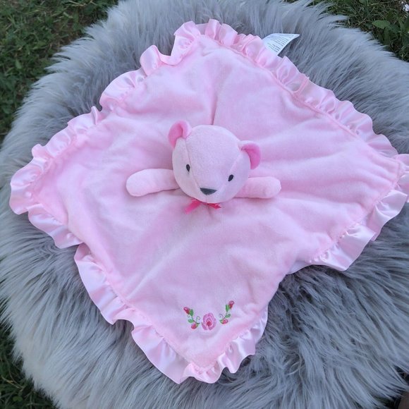 Stepping Stones by C.R. Gibson. Pink Bear Plush Snuggle Security Blanket Lovie N - Picture 1 of 4
